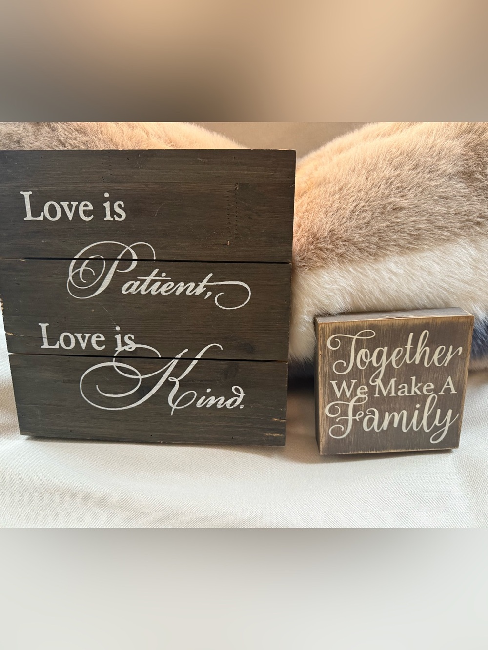 Rustic Brown Wooden Wall Plaque with White Script - Home Accents.